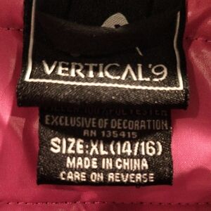 NWT Vertical 9 Gray and Black Puffer Jacket w Pink Trim Sz 14/16